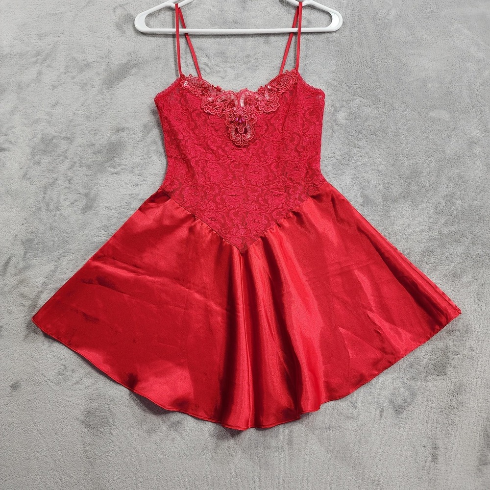 Vintage Night Magic By Cinema Etoile Gown Womens S Red Lace Babydoll Lingerie
